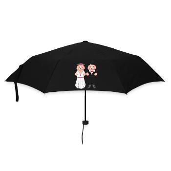 Les amoureux des chiens épousent un chiot - Parapluie standard - noir - Devant