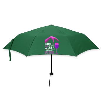 Tennis Quote Game Set Match, Wine Funny Quote - Umbrella (small) - bottlegreen - Front