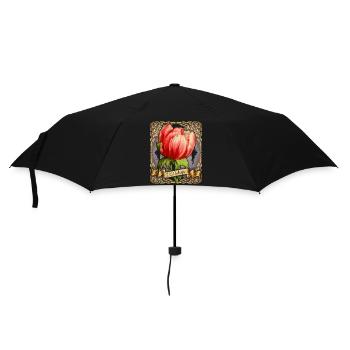 Vintage Tulip, Botanical Flowers Illustration - Umbrella (small) - black - Front