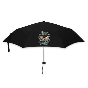 Pizza Spruch, italienische Pizza, Pizza Küche - Regenschirm (klein) - Schwarz - Vorne