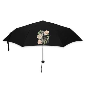 Squelette vintage avec roses, néo-gothique - Parapluie standard - noir - Devant