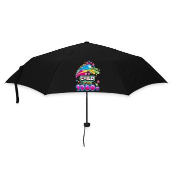 1980, 1980er, 80er Jahre Retro Geburtstag Spruch - Regenschirm (klein) - Schwarz - Vorne