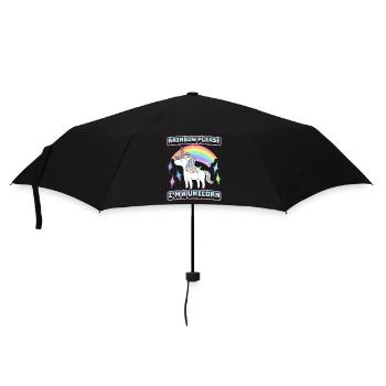 Lustiger Einhorn Unicorns Regenbogen Spruch - Regenschirm (klein) - Schwarz - Vorne