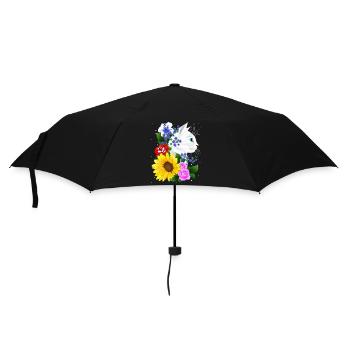 Katze Kater Kitten Blumen Blüten Katzen Cat - Regenschirm (klein) - Schwarz - Vorne