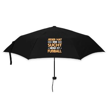 Fußballer Jeder Hat Eine Sucht Meine Ist Fußball - Regenschirm (klein) - Schwarz - Vorne