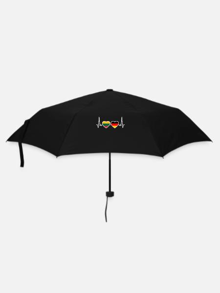 Litauen Deutschland Herzschlag Flagge Litauer - Regenschirm (klein) - Schwarz