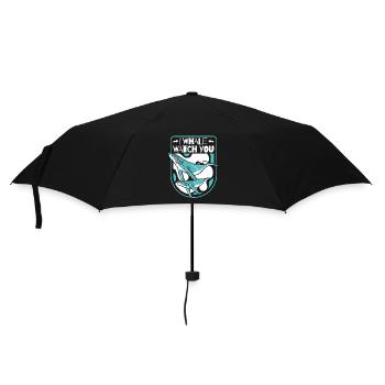 Ich beobachte dich Blauer Beluga-Cachalot-Wal - Regenschirm (klein) - Schwarz - Vorne