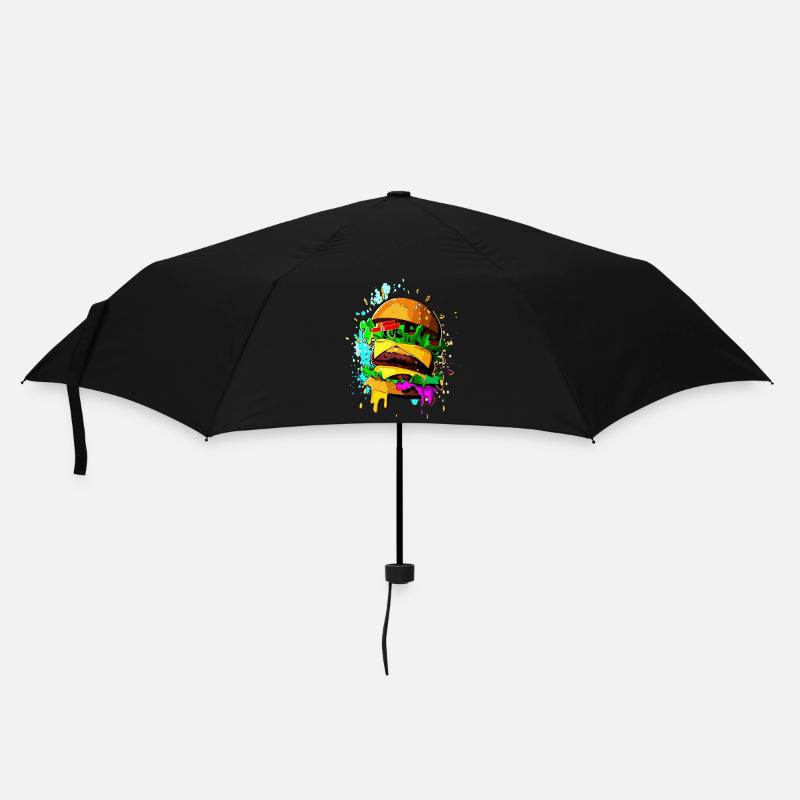 Graffiti Burger Farbenfroher Cheeseburger - Regenschirm (klein) - Schwarz