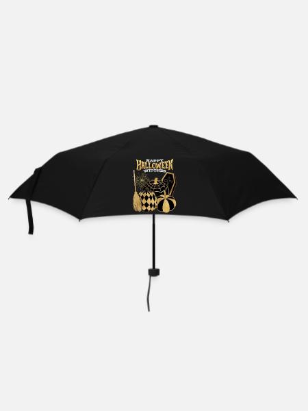 Halloween Gold Hexe, Kürbisse Sarg lustiger Spruch - Regenschirm (klein) - Schwarz