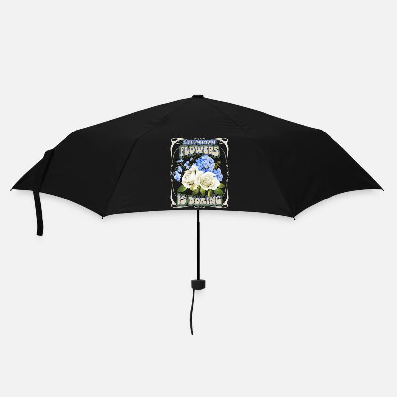 Lustiger Blumen Spruch mit Rosen Aquarell - Regenschirm (klein) - Schwarz