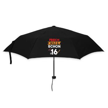 16 Jahre Geburtstag Fußball - Regenschirm (klein) - Schwarz - Vorne
