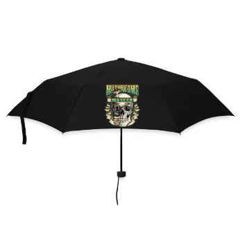 Funny Skull, Psychedelic Art, Mushrooms - Umbrella (small) - black - Front