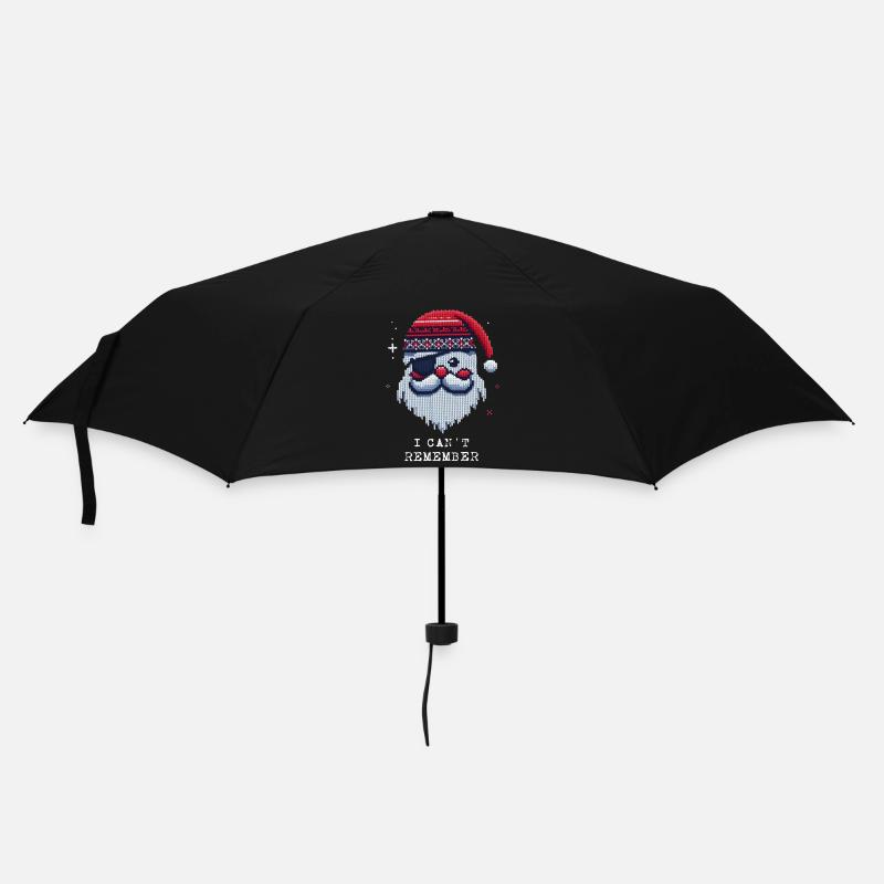Weihnachtsmann mit Augenklappe Strickmuster - Regenschirm (klein) - Schwarz