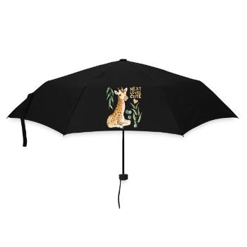 Comic Giraffe, lustiger Spruch - Regenschirm (klein) - Schwarz - Vorne