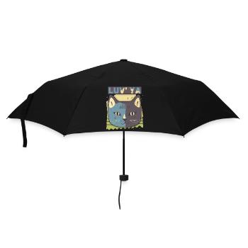 Valentine's Day Cat, Cat Head, Declaration of Love - Umbrella (small) - black - Front