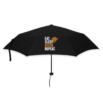 Essen Schlaf Bison Wiederholung Büffel Amerikanischer Bison - Regenschirm (klein) - Schwarz - Vorne