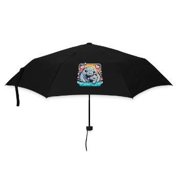 Aquatic baby and mother siren manatees - Umbrella (small) - black - Front
