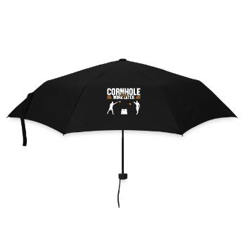 Cornhole erste Arbeit, später Sitzsack-Spielbretter - Regenschirm (klein) - Schwarz - Vorne