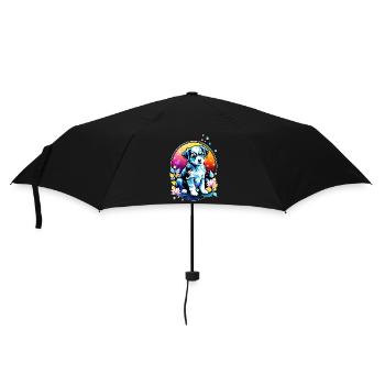 Cute puppy with lotus flowers - Umbrella (small) - black - Front