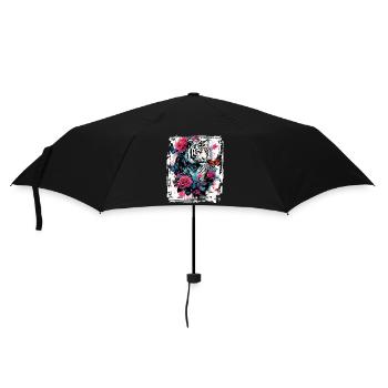 Majestic tiger with butterflies and roses - Umbrella (small) - black - Front
