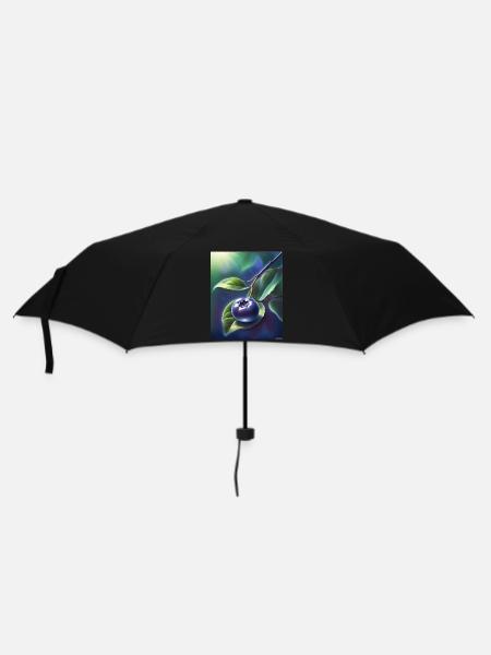 Schöne Heidelbeere auf einem Blatt - Regenschirm (klein) - Schwarz