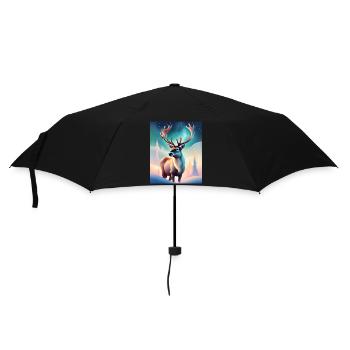 Majestic reindeer design with northern lights - Umbrella (small) - black - Front