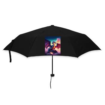 Drache auf einer Klippe - Regenschirm (klein) - Schwarz - Vorne