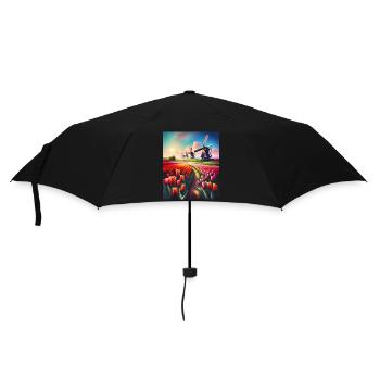 Magnifique paysage de tulipes aux Pays-Bas - Parapluie standard - noir - Devant