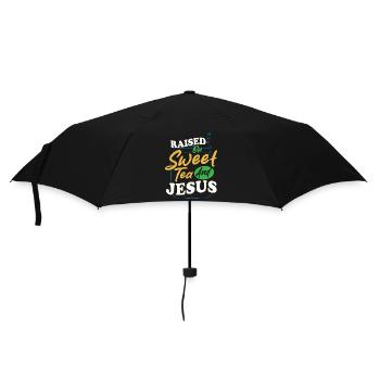 Sweet Tea Girl wuchs mit süßem Tee und Jesus auf - Regenschirm (klein) - Schwarz - Vorne