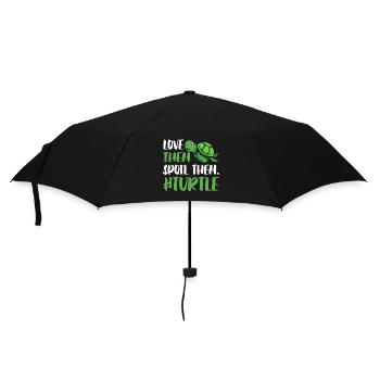 Love them. Spoil them. #Turtle - Regenschirm (klein) - Schwarz - Vorne