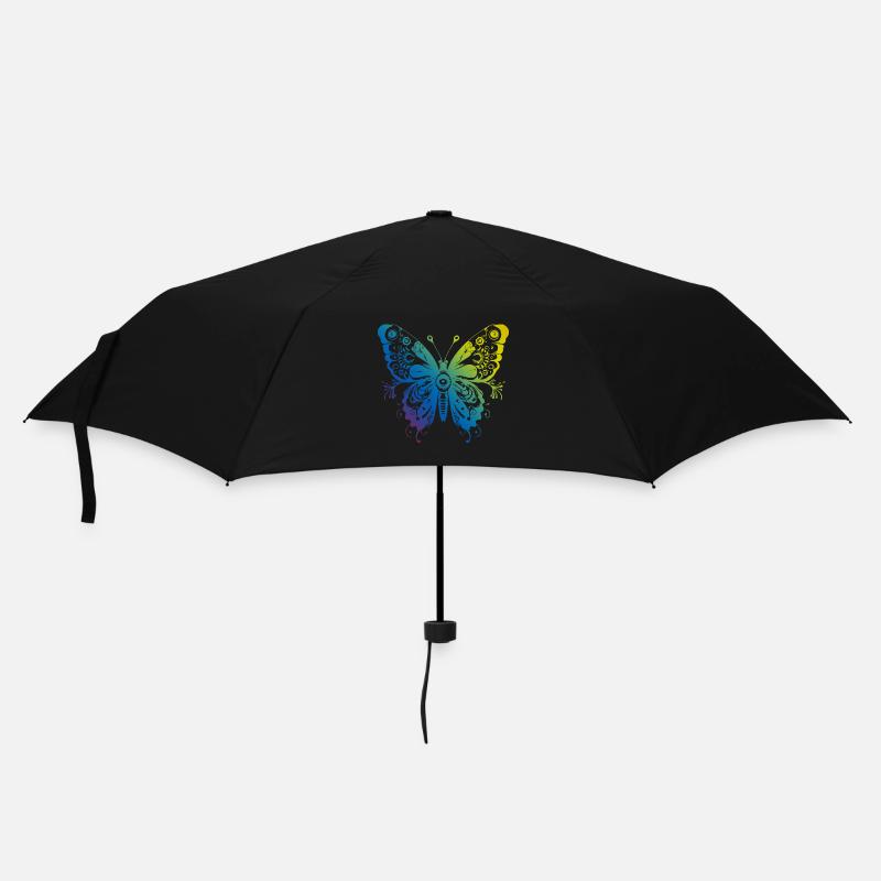 Schmetterling Mandala Boho - Regenschirm (klein) - Schwarz