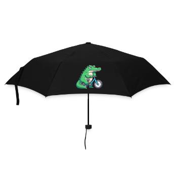 Lustiges Krokodil auf Fahrrad langweilig - Regenschirm (klein) - Schwarz - Vorne