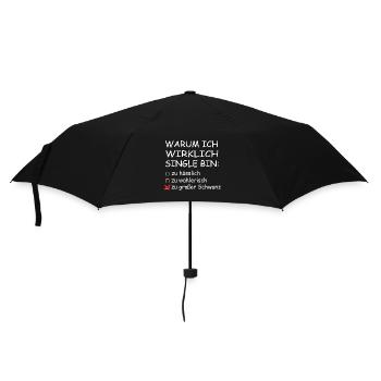 Warum ich Wirklich Single Bin Lustig Ironie Großer - Regenschirm (klein) - Schwarz - Vorne