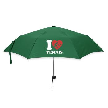I Love Tennis Typo - Herz - Hobby - Regenschirm (klein) - Flaschengrün - Vorne