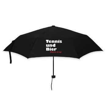 tennis und bier drum bin ich hier weiss - Regenschirm (klein) - Schwarz - Vorne
