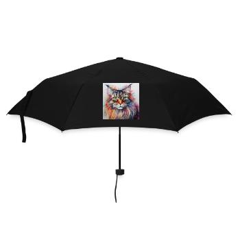 Colourful Maine Coon Cat - Umbrella (small) - black - Front