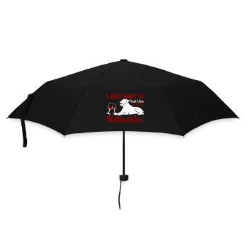 Wein Trinken Und Rottweiler Streicheln Lustige - Regenschirm (klein) - Schwarz - Vorne
