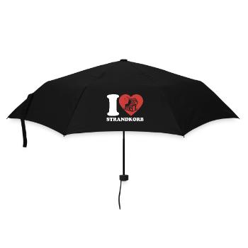 I Love Strandkorb - Herz - Hobby - Regenschirm (klein) - Schwarz - Vorne