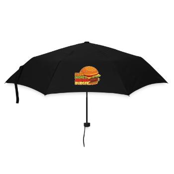 Geld verdienen und Burger essen - Regenschirm (klein) - Schwarz - Vorne