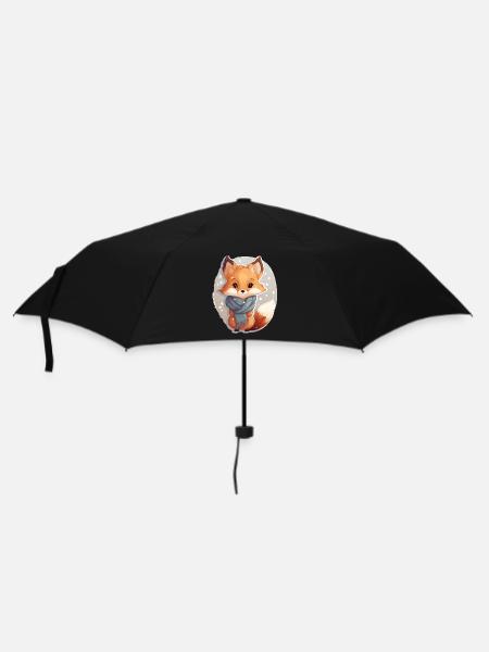 Fuchs im Winter - Regenschirm (klein) - Schwarz