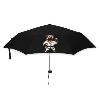 Lustiger Mops Karate Kampfsport Kampfkunst Hund - Regenschirm (klein) - Schwarz - Vorne