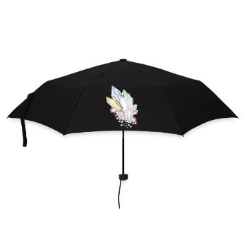 iridescent crystals with elven wings and stars - Umbrella (small) - black - Front