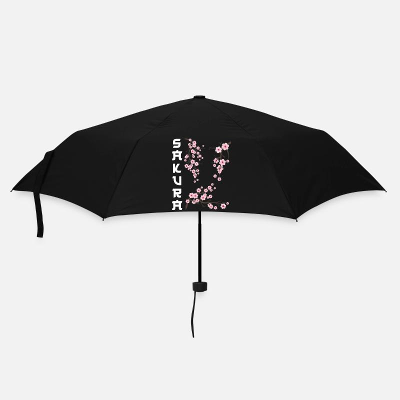Japanische Kirschblüte Sakura - Regenschirm (klein) - Schwarz