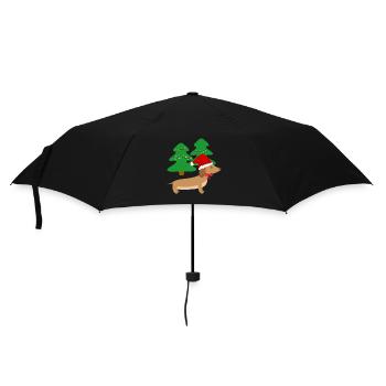 Lustiger süsser Weihnachtsdackel Weihnachten Gesch - Regenschirm (klein) - Schwarz - Vorne