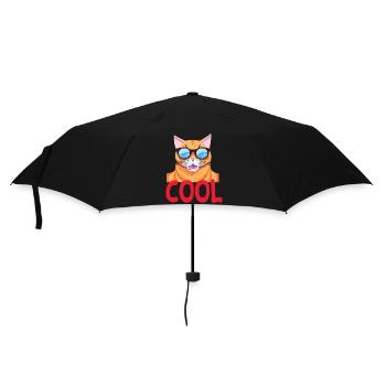 Cool Katze - Cool Cat - Regenschirm (klein) - Schwarz - Vorne