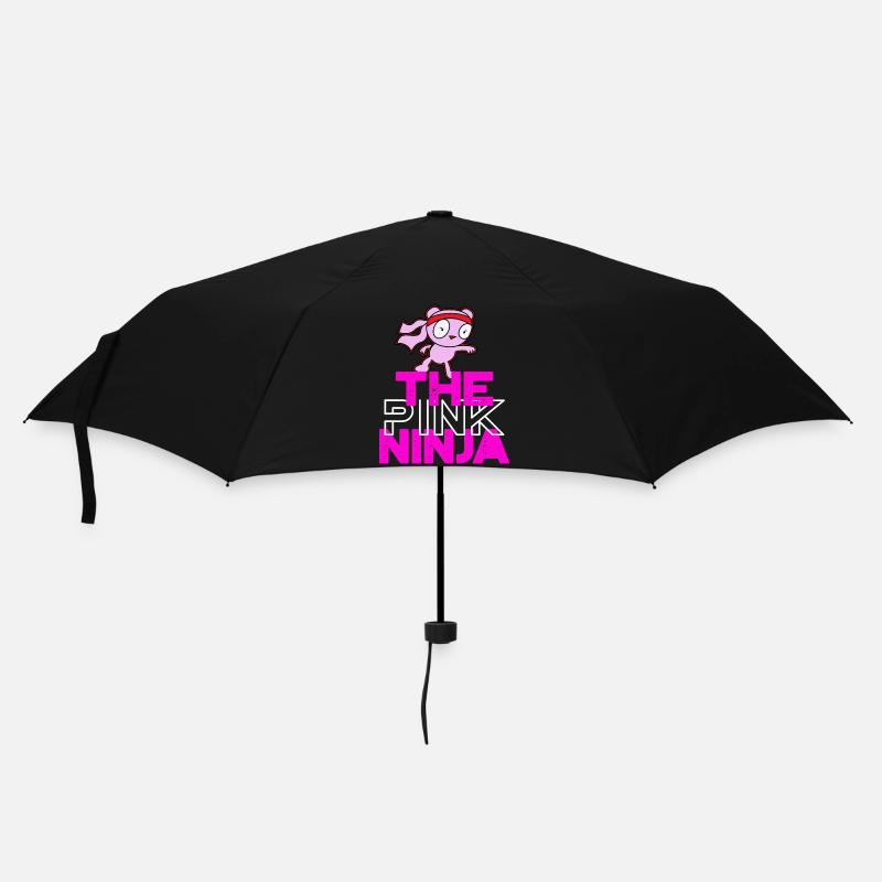 Das rosa Ninja White Logo - Regenschirm (klein) - Schwarz