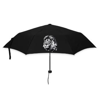 Geometrischer Löwenkopf - Regenschirm (klein) - Schwarz - Vorne