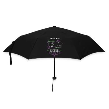 joke birthday present idea cappuccino tired gift - Umbrella (small) - black - Front