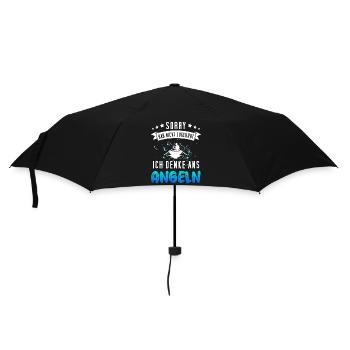 Lustiges Angler Design - Funny Fischer Motiv - Regenschirm (klein) - Schwarz - Vorne