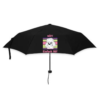 Nö! Sturer Pudel mit verschränkten Pfoten - Regenschirm (klein) - Schwarz - Vorne